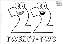 Número TWENTY-TWO en inglés para colorear