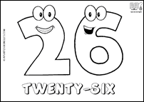 Número TWENTY-SIX en inglés para colorear