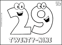 Número TWENTY-NINE en inglés para colorear