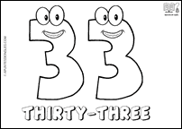 Número THIRTY-THREE en inglés para colorear