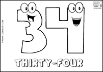Número THIRTY-FOUR en inglés para colorear