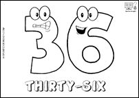 Número THIRTY-SIX en inglés para colorear