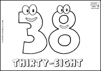 Número THIRTY-EIGHT en inglés para colorear
