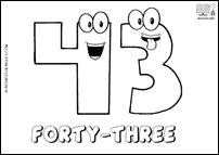 Número FORTY-THREE en inglés para colorear