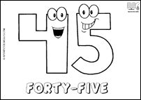 Número FORTY-FIVE en inglés para colorear