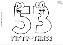 Número FIFTY-THREE en inglés para colorear