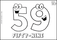 Número FIFTY-NINE en inglés para colorear