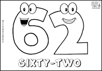 Número SIXTY-TWO en inglés para colorear