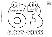 Número SIXTY-THREE en inglés para colorear