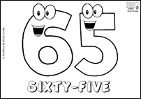 Número SIXTY-FIVE en inglés para colorear