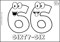 Número SIXTY-SIX en inglés para colorear