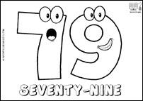 Número SEVENTY-NINE en inglés para colorear