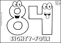 Número EIGHTY-FOUR en inglés para colorear