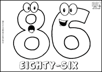 Número EIGHTY-SIX en inglés para colorear