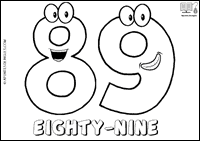 Número EIGHTY-NINE en inglés para colorear
