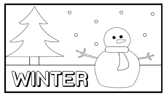 Dibujo para colorear en inglés online del invierno Winter