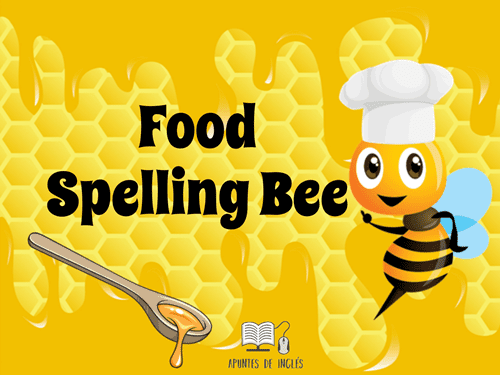 Juego de Spelling Bee en inglés de la comida