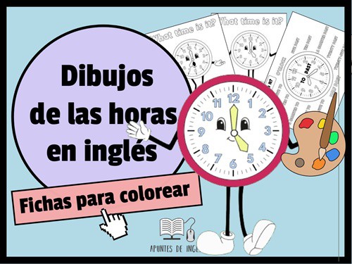 Dibujos para colorear de las horas en inglés (o'clock)