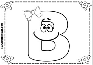 Ficha colorear letra B - 6 - Letra B con cara - apuntesdeingles.com