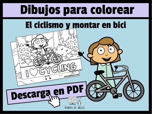 Dibujos para colorear en inglés del ciclismo y de montar en bici