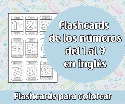 Flashcards de los números en inglés del 1 al 9