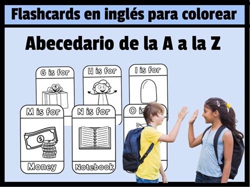 Flashcards del abecedario en inglés para imprimir y colorear