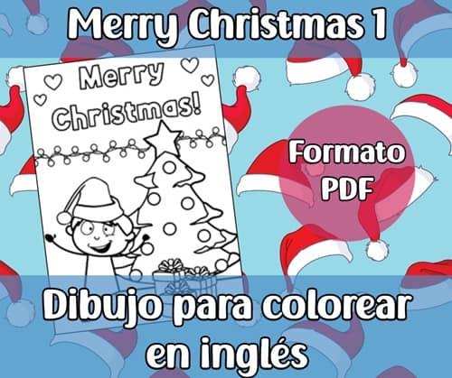 Dibujo para colorear de la Navidad en inglés: Merry Christmas 1