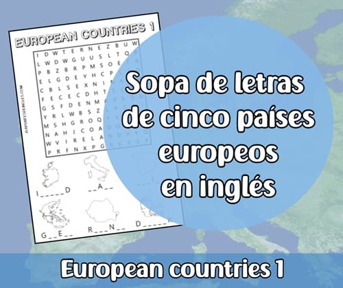 Sopa de letras de cinco países de Europa en inglés