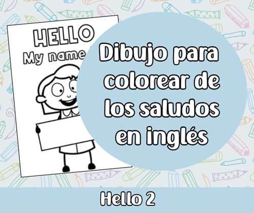 Dibujo para colorear en inglés 'Hello' 2