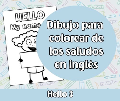 Dibujo para colorear en inglés 'Hello' 3