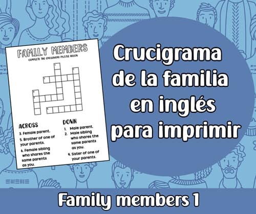 Crucigrama de la familia en inglés para imprimir 1