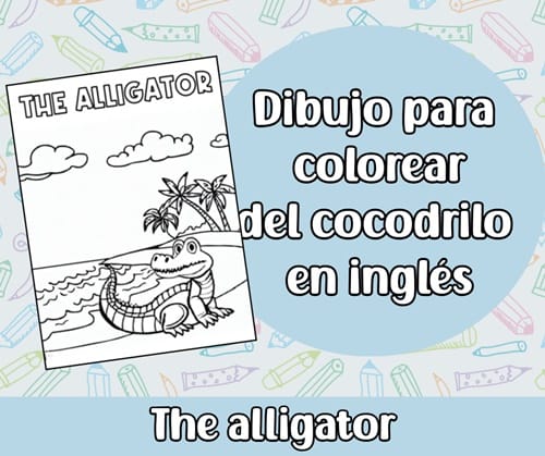 Dibujo para colorear del cocodrilo en inglés 1