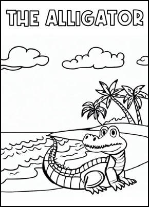 Dibujo para colorear del cocodrilo en inglés - Alligator