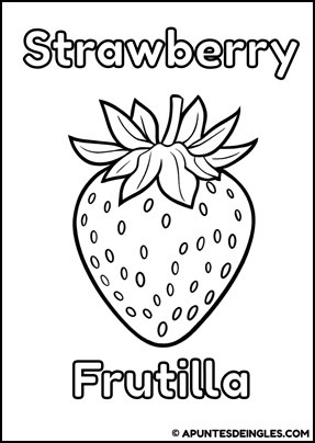 Dibujo para colorear de la frutilla en inglés 