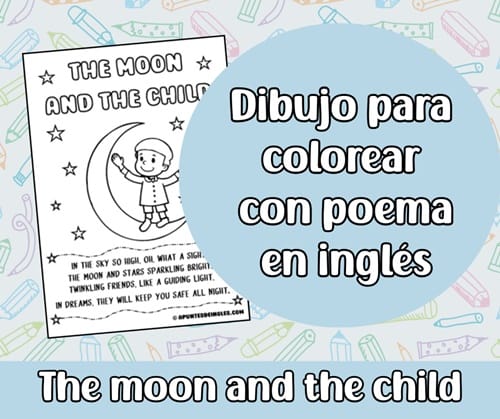 Dibujo para colorear en inglés - The moon and the child