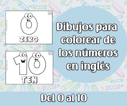 Dibujos de números con caras en inglés del 0 al 10