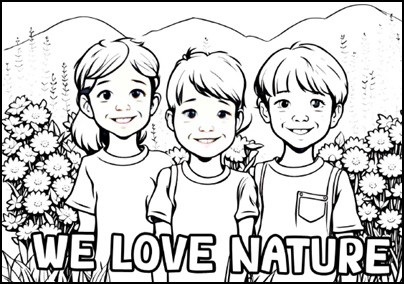 Dibujo para colorear en inglés - We love nature 1