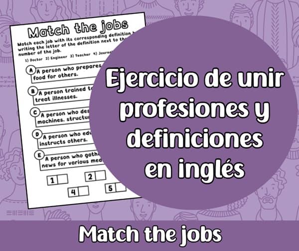 Ejercicio de unir profesiones y definiciones en inglés