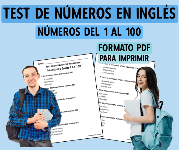 Test de números en inglés del 1 al 100 para imprimir