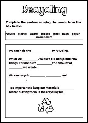 Ejercicio sobre el reciclaje en inglés
