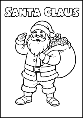 Santa Claus - Dibujo para colorear de la Navidad en inglés