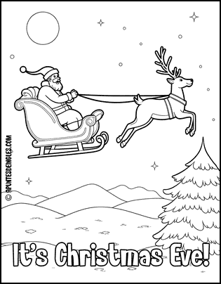 It's Christmas Eve! - Dibujo para colorear de la Navidad en inglés