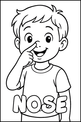 Dibujo para colorear de las partes del cuerpo en inglés 1