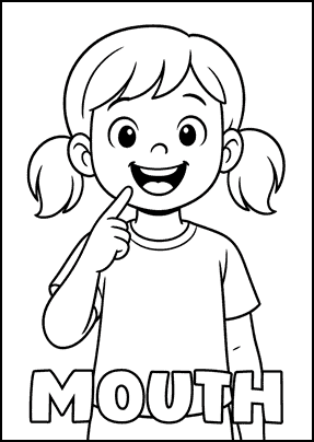 Dibujo para colorear de las partes del cuerpo en inglés 2