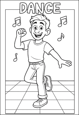 [PDF] Dibujo para colorear en inglés del verbo DANCE