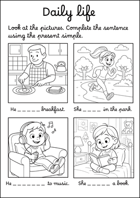 Ejercicio del present simple en inglés Daily life